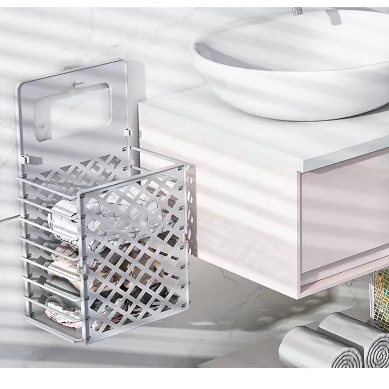 Drill-free 3M adhesive installation for wall-mounted laundry basket ドリル不要の 3M 接着剤による壁掛けランドリーバスケットの取り付け