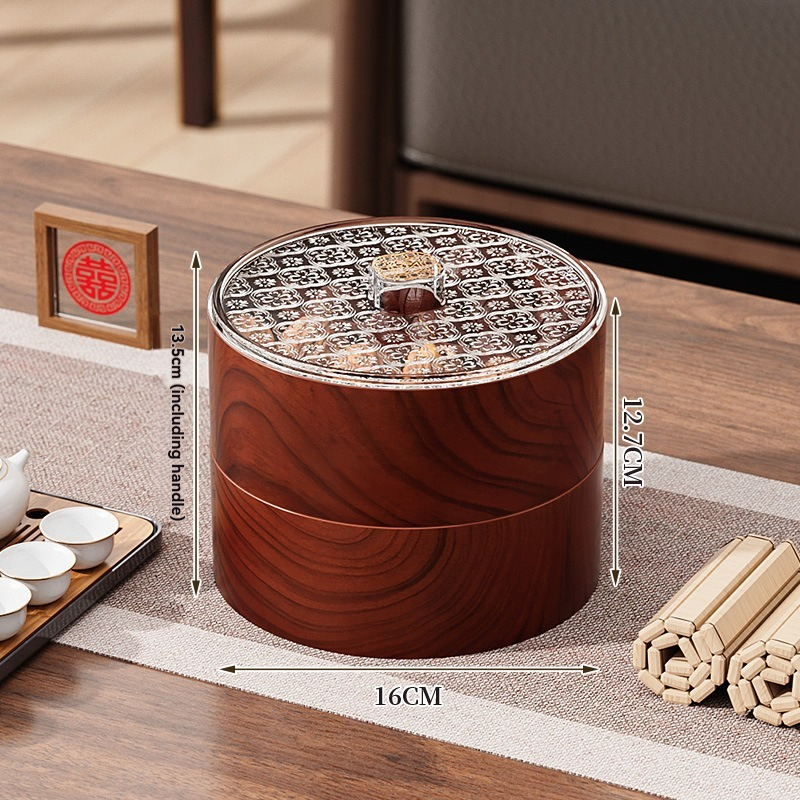 New Chinese Style Wood Grain Nut Dried Fruit Plate Living Room Coffee Table Home Divided Candy Melon Seeds Box