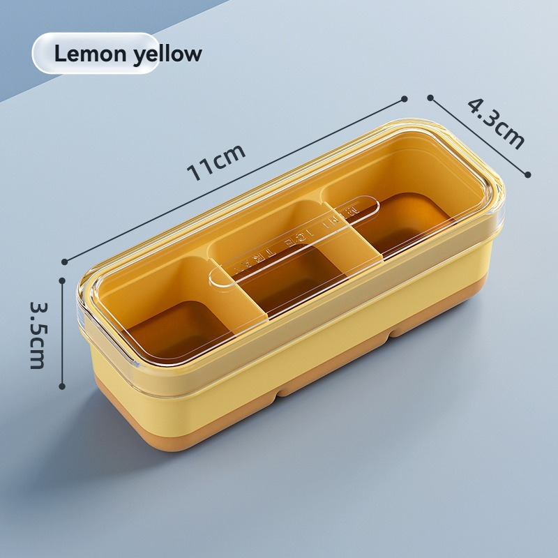 Mini 3-compartment Fruit Ice Tray with Lid And Soft Bottom