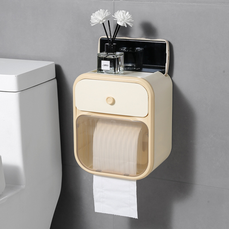 Bathroom Non-punch Waterproof Wall-mounted Tissue Box