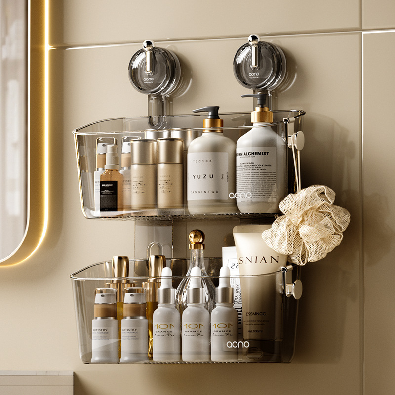 No-punch Suction Cup Bathroom Shelf