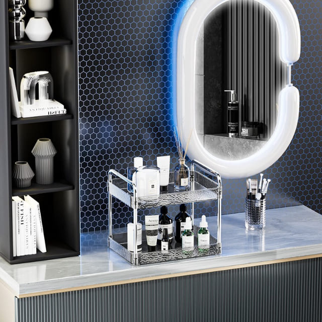 Nordic Transparent Double-Layer Bathroom Storage Rack for Bulk Retail