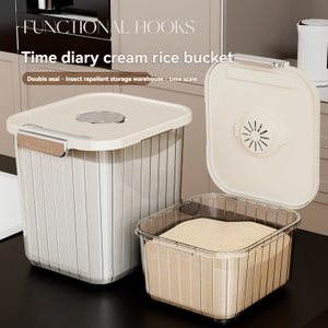Time Diary Cream Rice Bucket - CX-3315 Series | Insect-Proof Storage Solution
