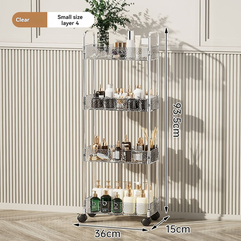 Nordic Transparent Multi-Layer Small Size Bathroom Storage Cart for Bulk Retail