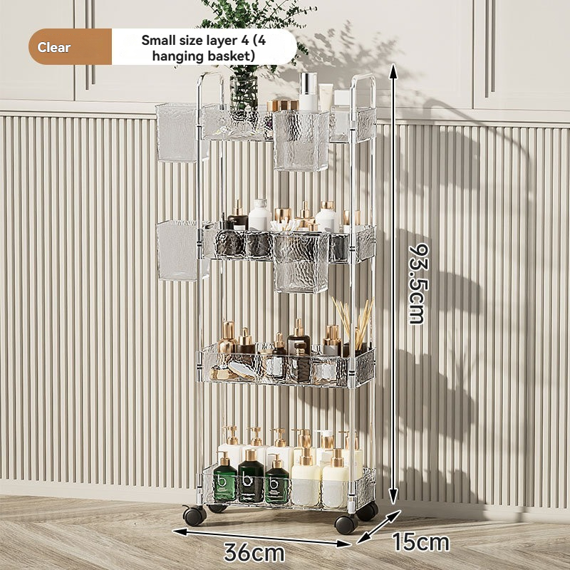 Nordic Transparent Multi-Layer Small Bathroom Storage Cart for Bulk Retail