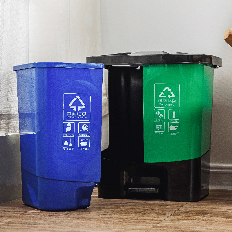 Dual Compartment Trash Bin for Commercial Use 