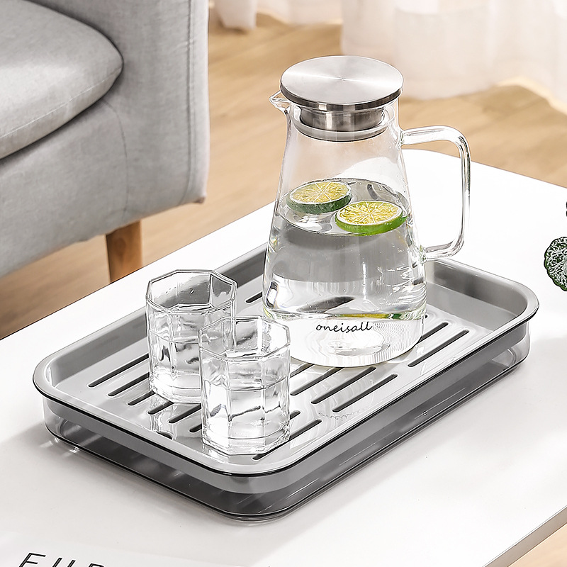 Living room creative transparent household rectangular fruit high-end light luxury tray