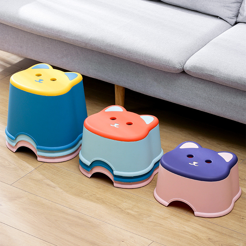 Children's Contrasting Color Cat Stool