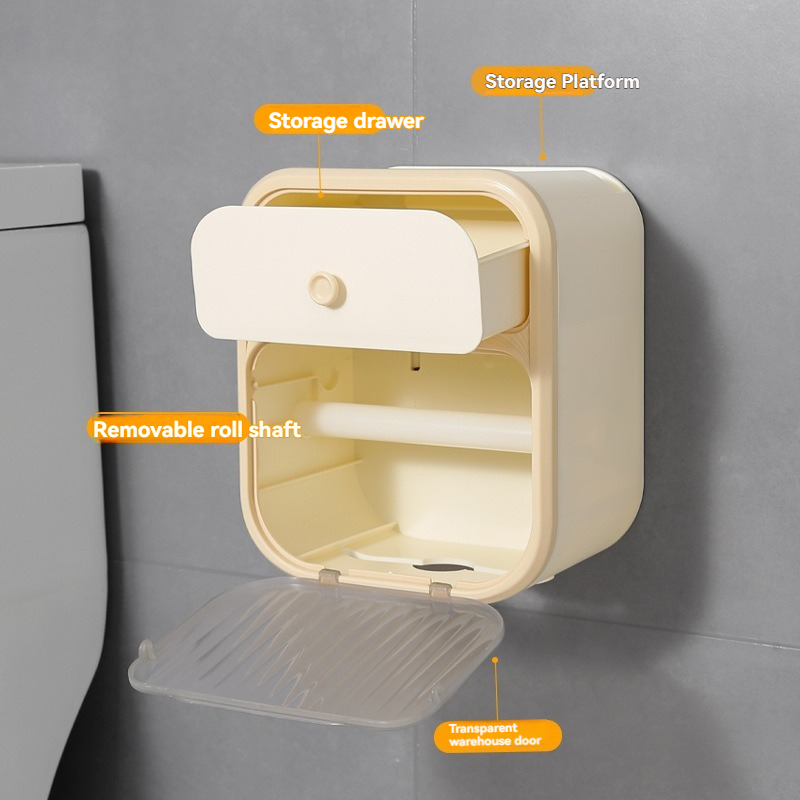 Bathroom Non-punch Waterproof Wall-mounted Tissue Box