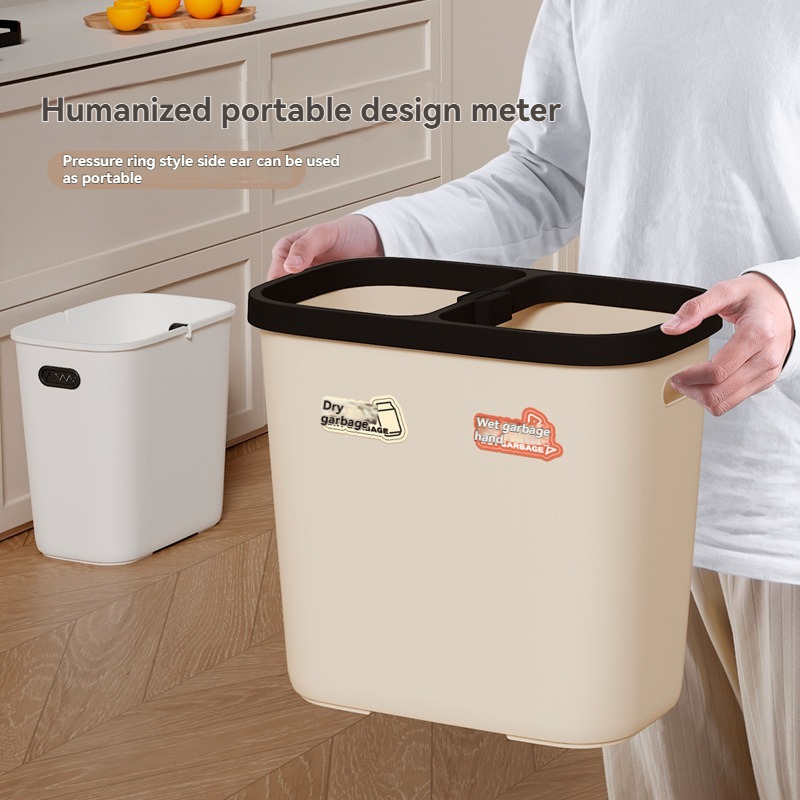 Double Barrel Sorting Trash Bin – Efficient Dry Wet Separation for Office And Home