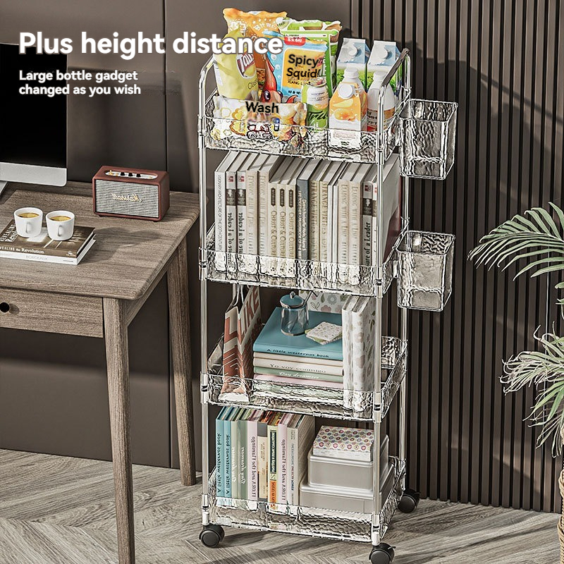 Nordic Transparent Multi-Layer Storage Cart for Bulk Retail & Showrooms