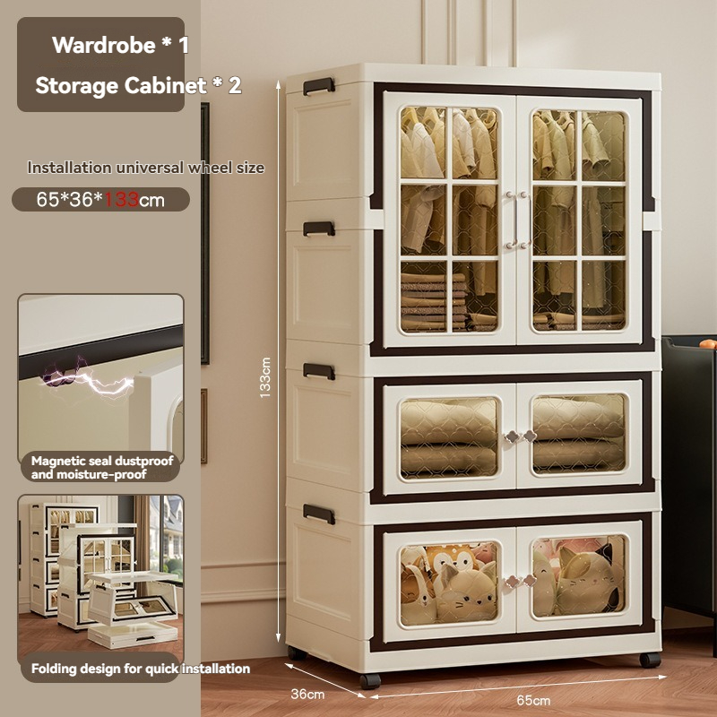 Nordic Transparent Multi-Layer Storage Wardrobe for Bulk Retail