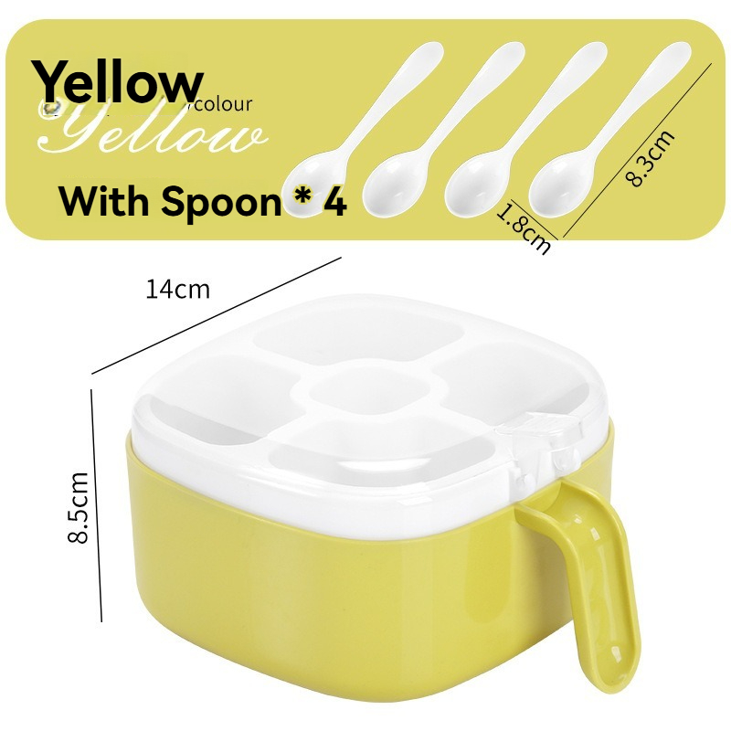 Convenient Five-Compartment Seasoning Box 