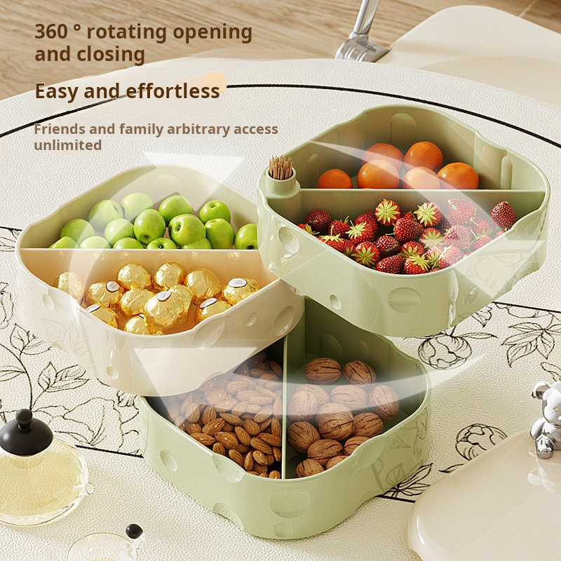 New Year Fruit Box Nordic Fashion Bear Rotating Cheese Box Dried Fruit Box with Lid Partition Snack Storage Box Fruit Box