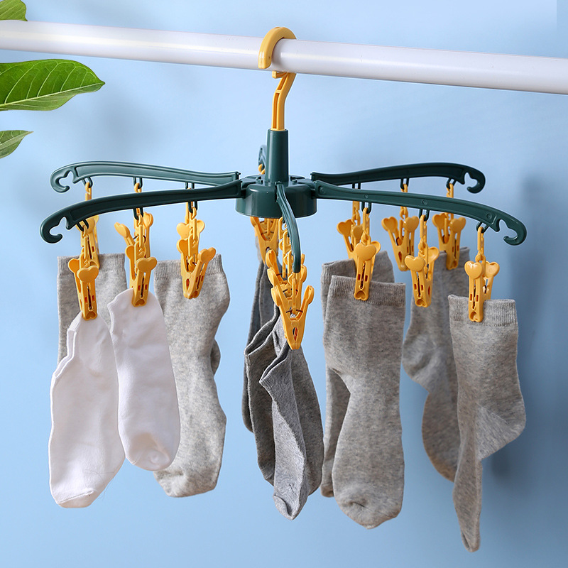 Multi-Arm Laundry Drying Rack with Clips for B2B Buyers 