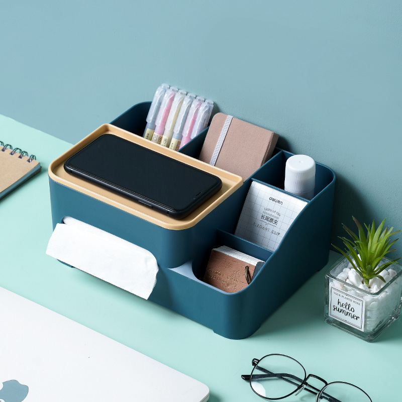 Colorblock Tissue Box - Multifunctional Office Desk Accessory