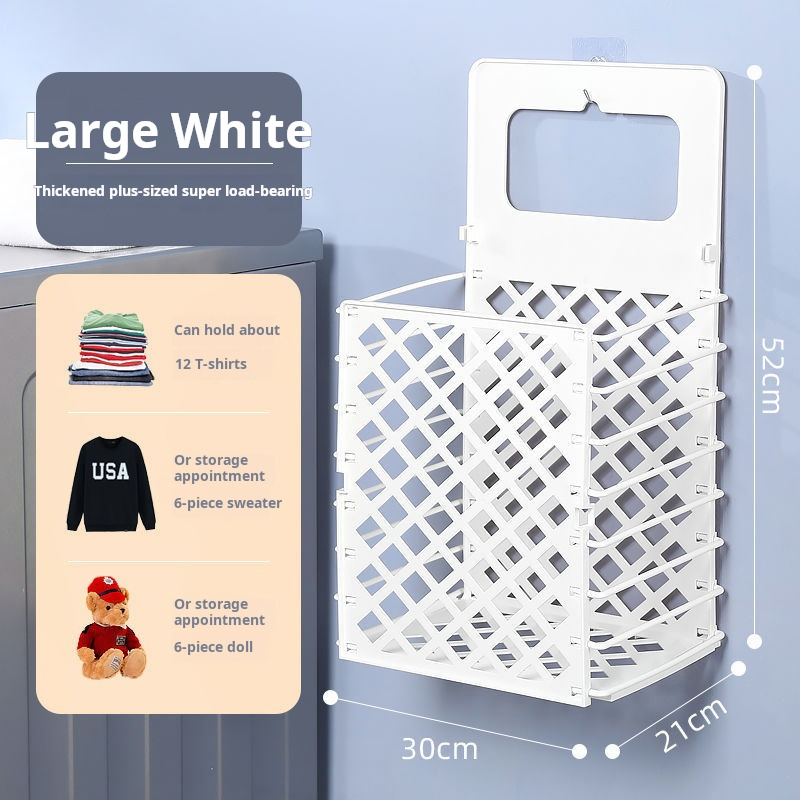 Wall-mounted Folding Laundry Basket without Drilling Holes