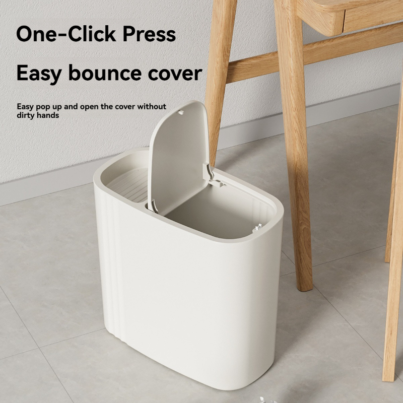 Plastic Covered Anti-odor Narrow-seam Press-type Trash Can