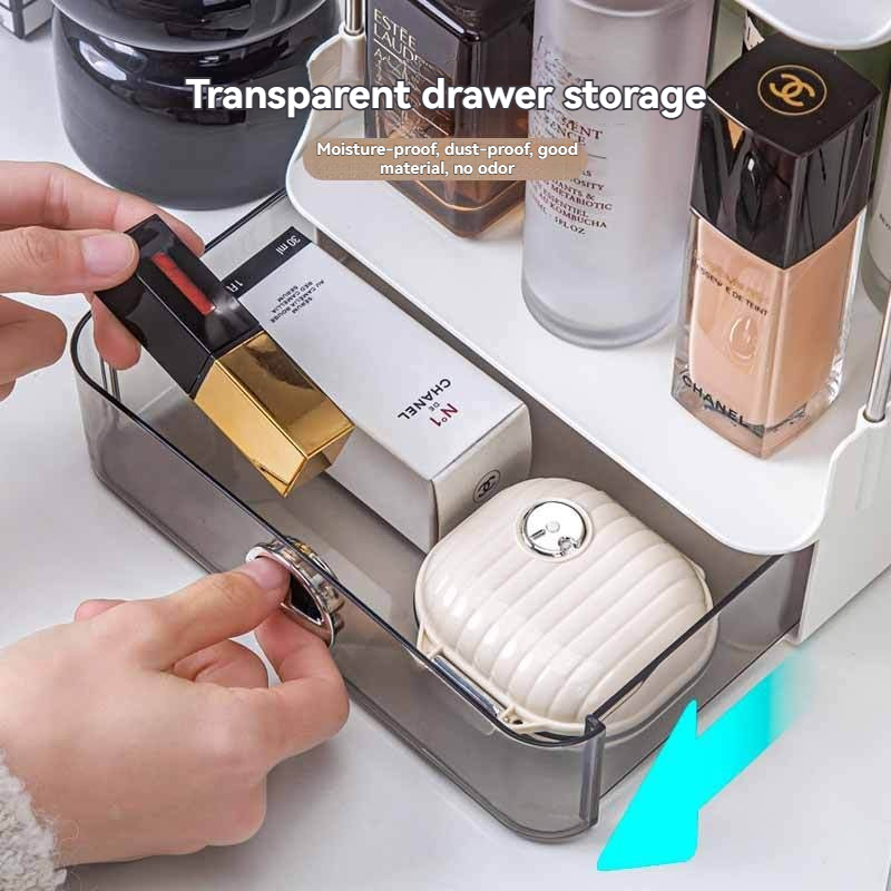 2-Tier Transparent Drawer Storage Rack for Desktop Organization