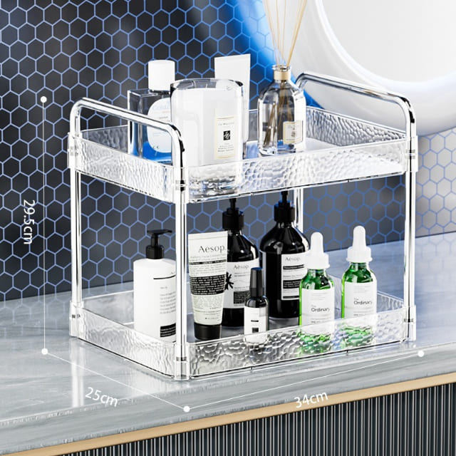 Nordic Transparent Double-Layer Bathroom Storage Rack for Bulk Retail