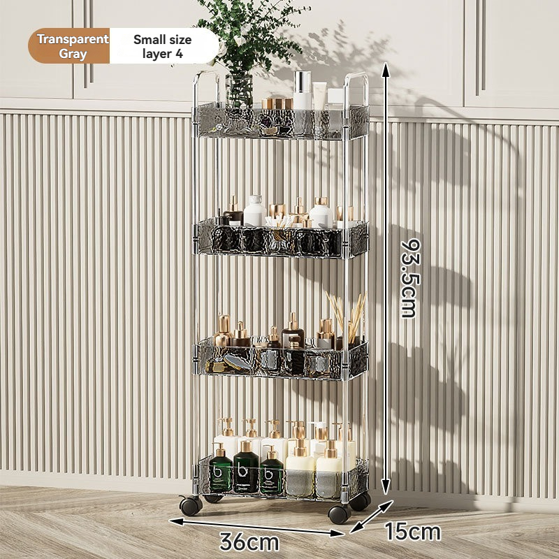 Nordic Transparent Multi-Layer Small Size Bathroom Storage Cart for Bulk Retail