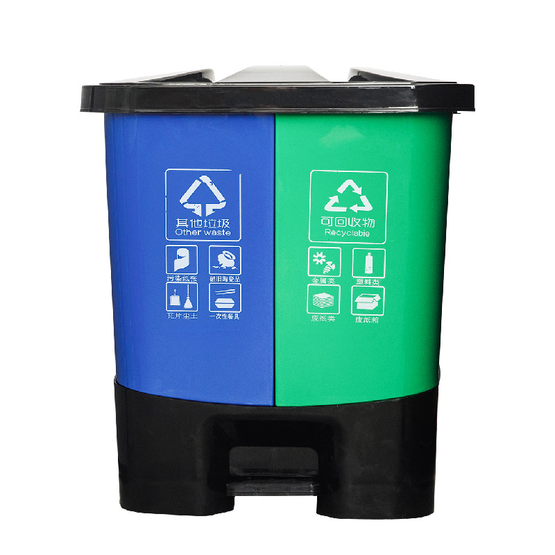 Dual Compartment Trash Bin for Commercial Use 