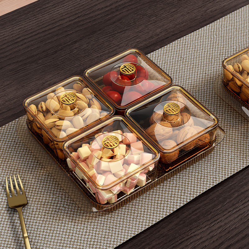 Nordic Light Luxury Partitioned Fruit Plate Living Room Coffee Table Tea Snack Dried Fruit Plate