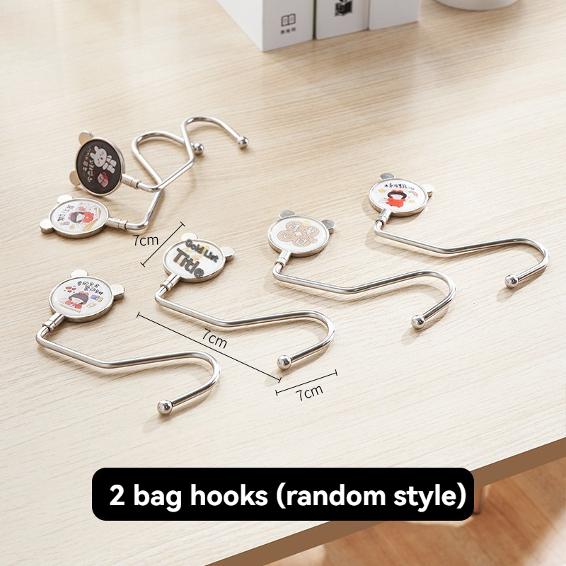 Cartoon Bag Hook - Multifunctional Desk Bag Hook (2-Pack, Random Style)