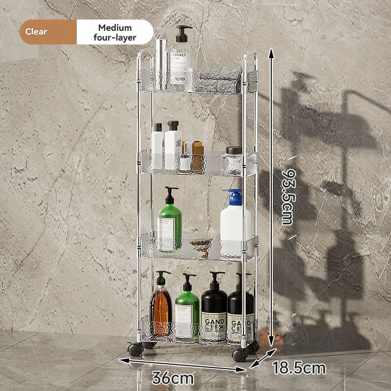 Nordic Transparent Multi-Layer Bathroom Storage Cart for Bulk Retail