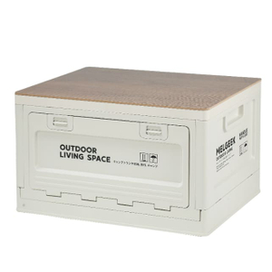  Folding Outdoor Camping Plastic Storage Bins with Side Door And Wooden Cover