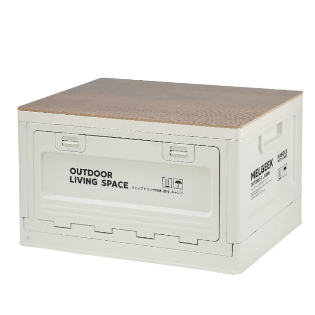  Folding Outdoor Camping Plastic Storage Bins with Side Door And Wooden Cover