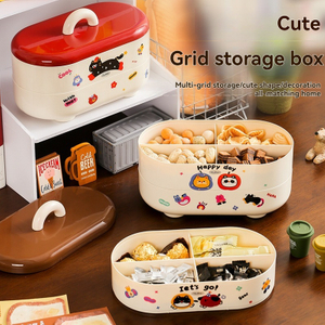 Cartoon Grid Storage Box – Double Layer Cute Storage Solution for Wholesale