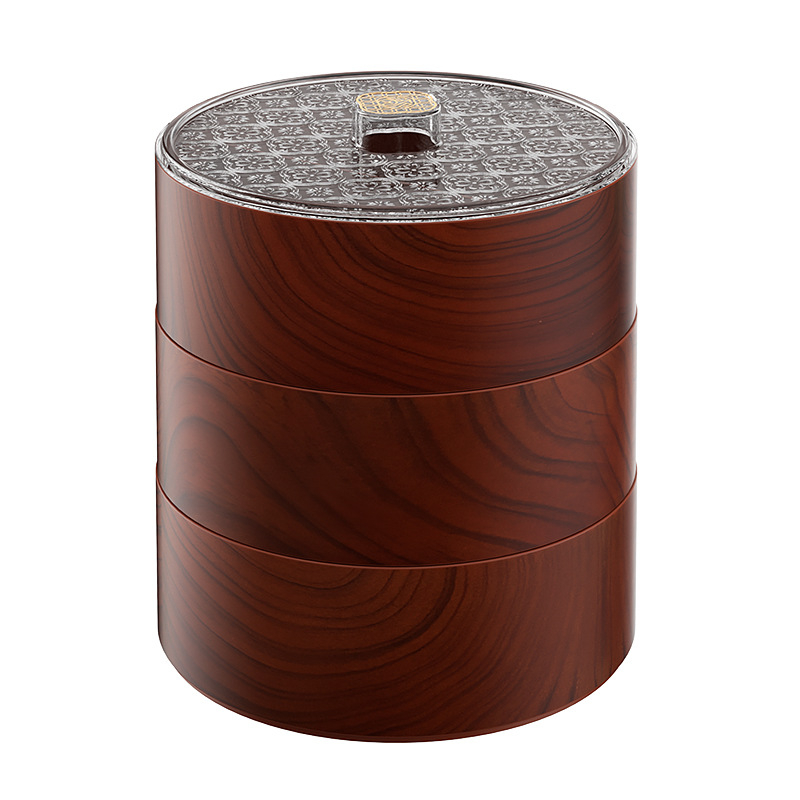 New Chinese Style Wood Grain Nut Dried Fruit Plate Living Room Coffee Table Home Divided Candy Melon Seeds Box