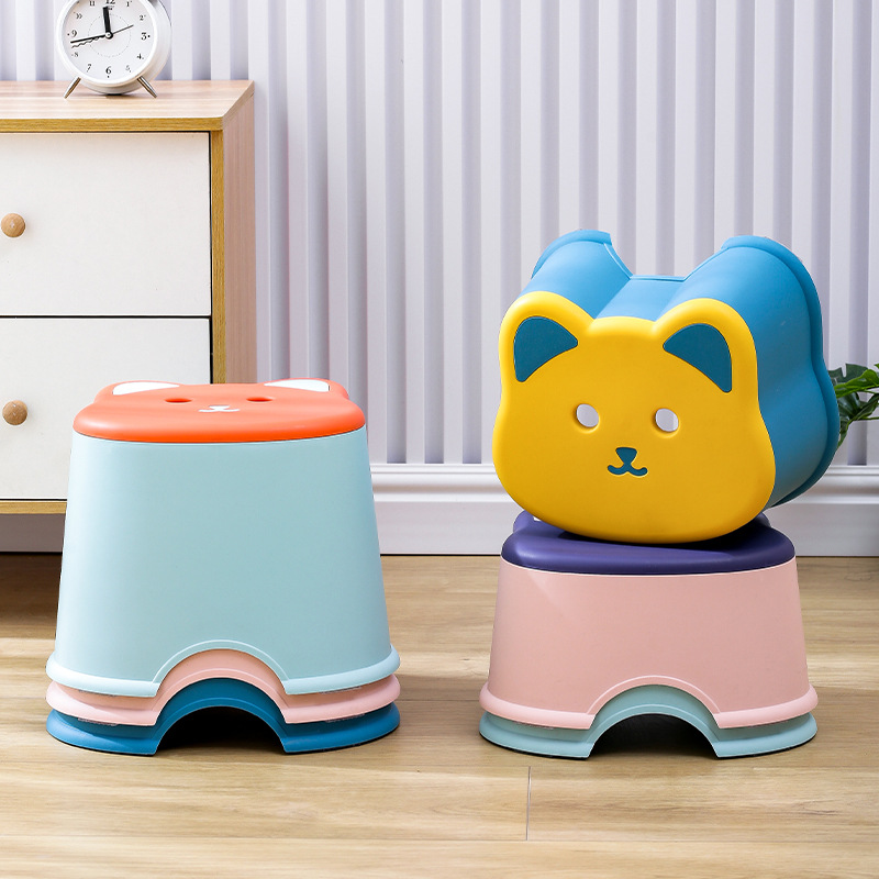 Children's Contrasting Color Cat Stool