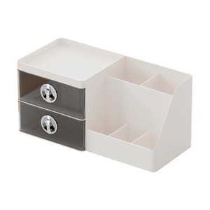 Desktop Cosmetics Storage Box for Office And Study - Gray White 