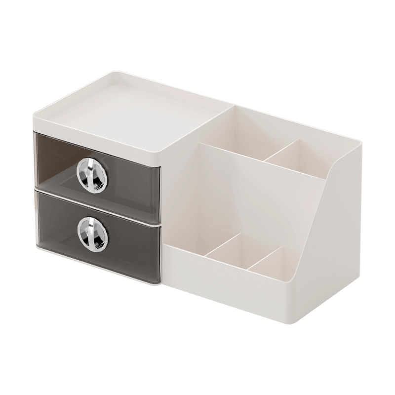 Desktop Cosmetics Storage Box for Office And Study - Gray White 