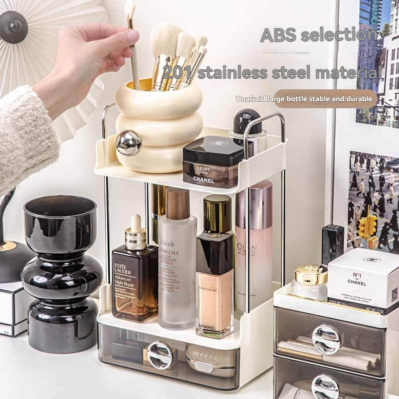2-Tier Transparent Drawer Storage Rack for Desktop Organization