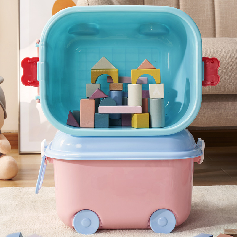 Children's Toy Storage Box - Multi-Functional Building Block Organizer with Wheels