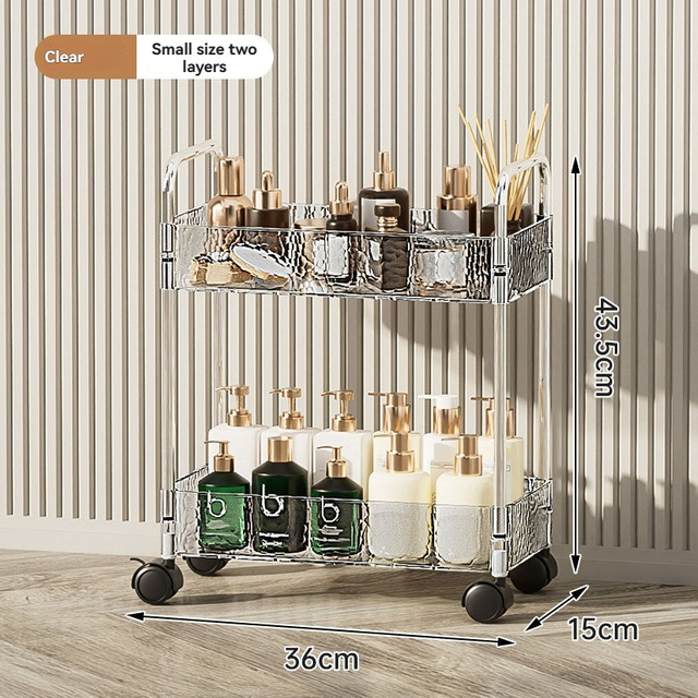 Nordic Transparent Multi-Layer Small Size Bathroom Storage Cart for Bulk Retail