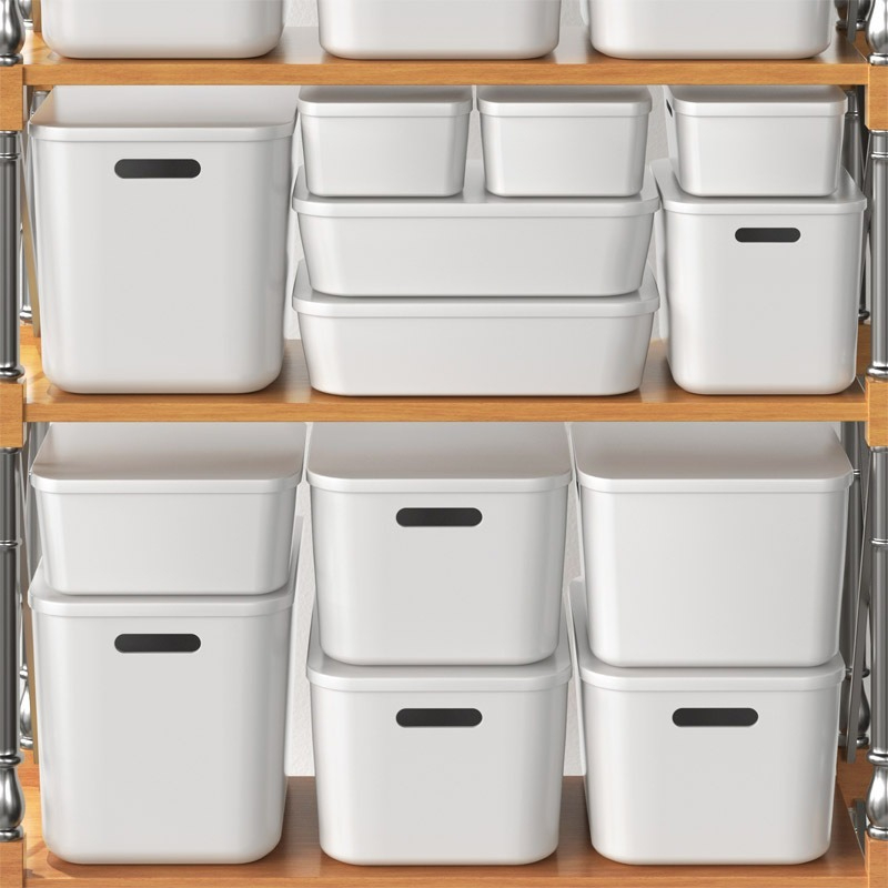 White Plastic Storage Bins with Handles for Wholesale - Durable & Stackable