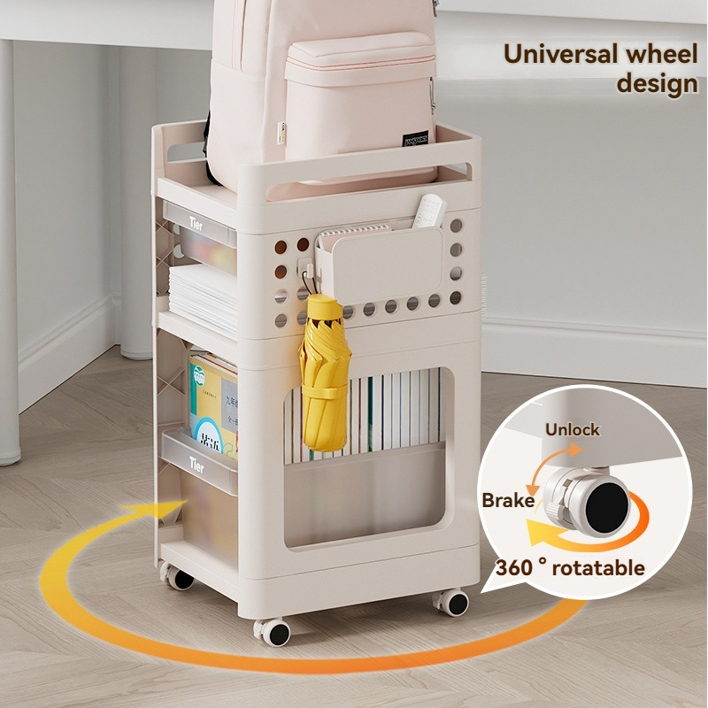 3-Tier And 4-Tier Movable Schoolbag Rack with Wheels - Multi-Layer Storage for Office And School Supplies