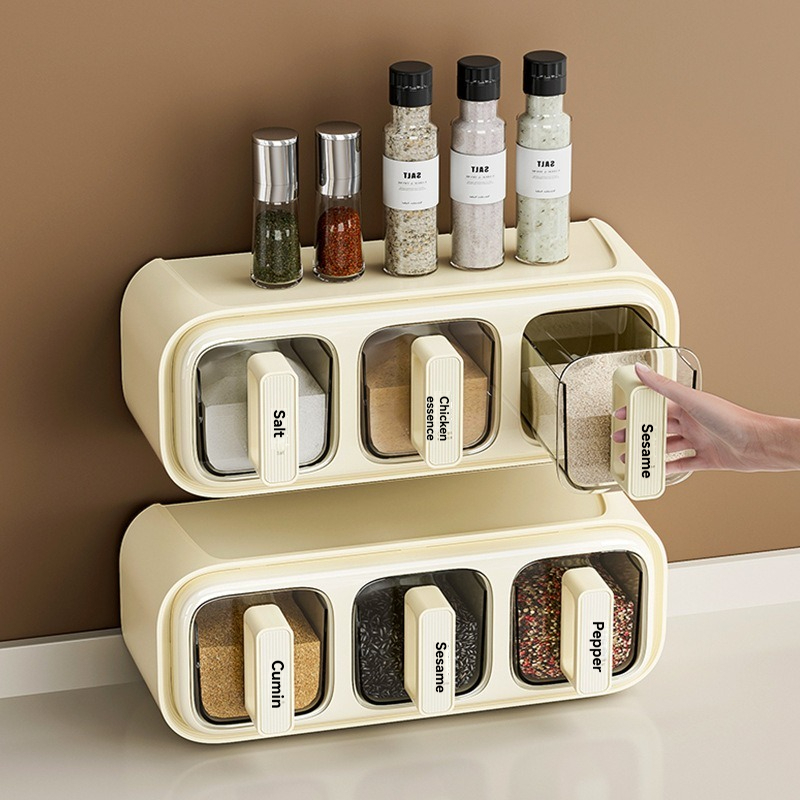 Innovative Wall-Mounted Seasoning Dispenser - Compact Kitchen Spice Holder