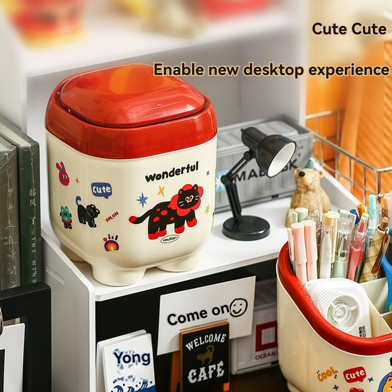 Desktop Gadget Storage Bucket - Cute Desk Trash Bin for Office Use