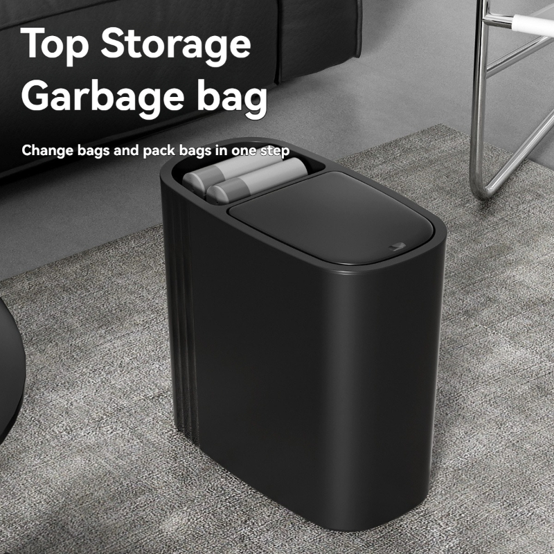Plastic Covered Anti-odor Narrow-seam Press-type Trash Can