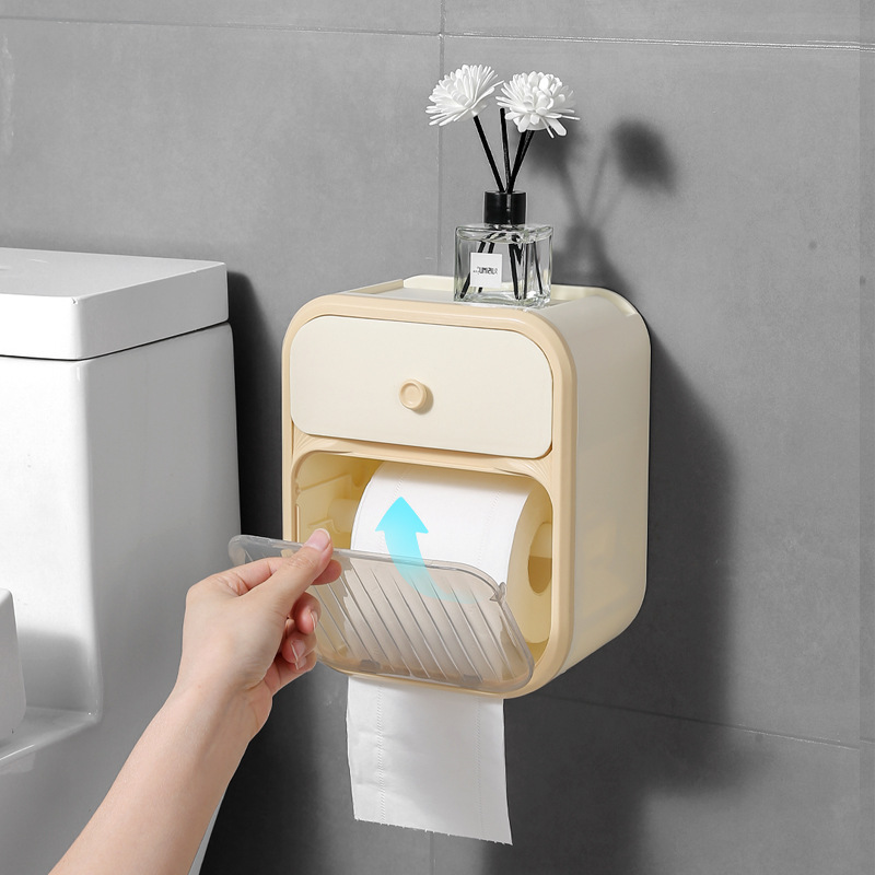 Bathroom Non-punch Waterproof Wall-mounted Tissue Box