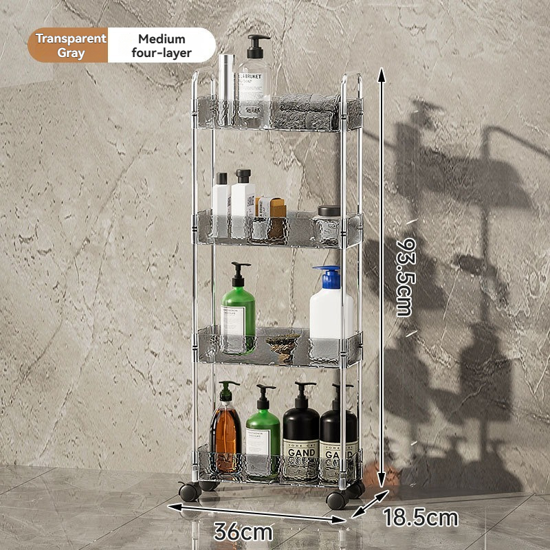 Nordic Transparent Multi-Layer Bathroom Storage Cart for Bulk Retail