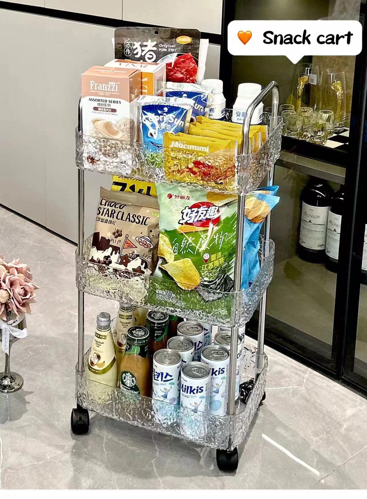 Nordic Transparent Multi-Layer Storage Cart for Bulk Retail & Spas