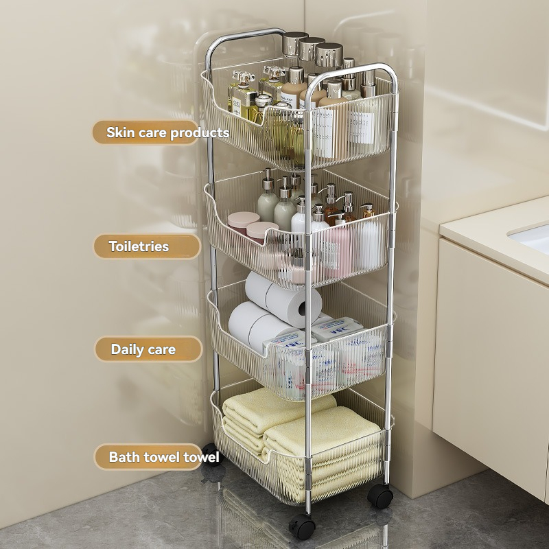 Transparent Wheeled Portable U-shaped Storage Rack