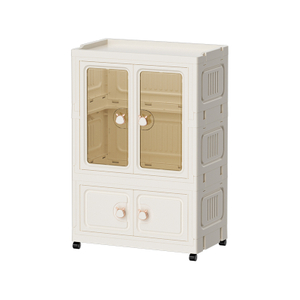 Foldable Multi-Layer Plastic Storage Cabinet, Dustproof for Bedroom