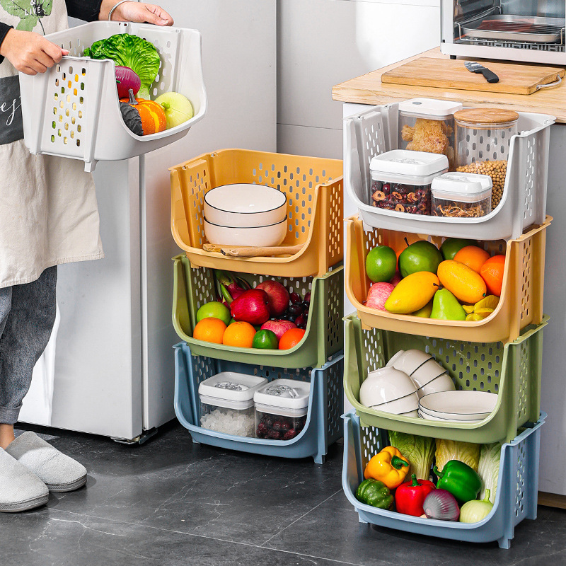 Household Plastic Stackable Kitchen Storage Basket